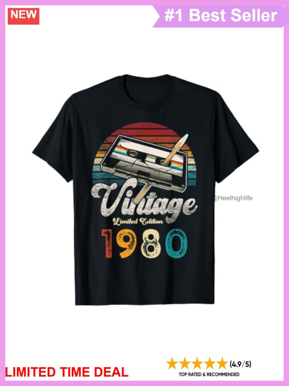 Vintage 1980 46th Birthday Retro Cassette Pencil T-Shirt
